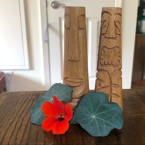 Vintage tiki salt and pepper shakers